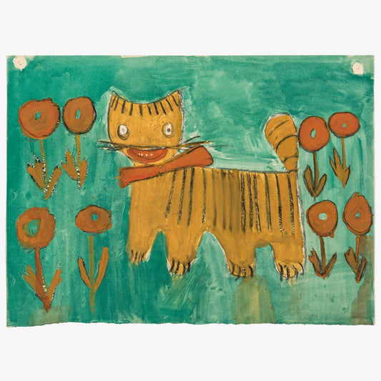 Lily Gibeon "Untitled (striped orange cat with flowers)"