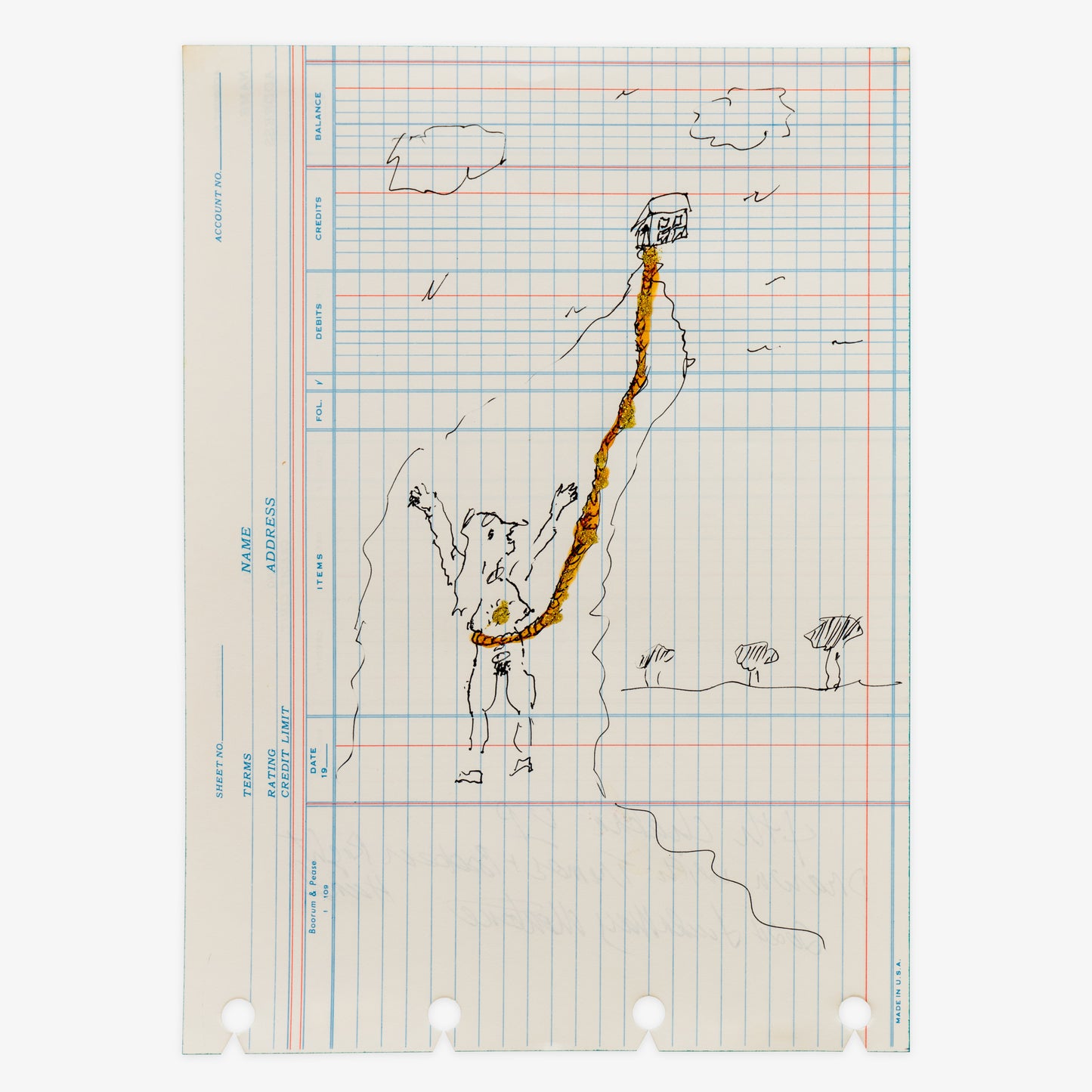 Linda Mary Montano "4th Chakra Up, Drawn with Tremors + Broken Right Hand"